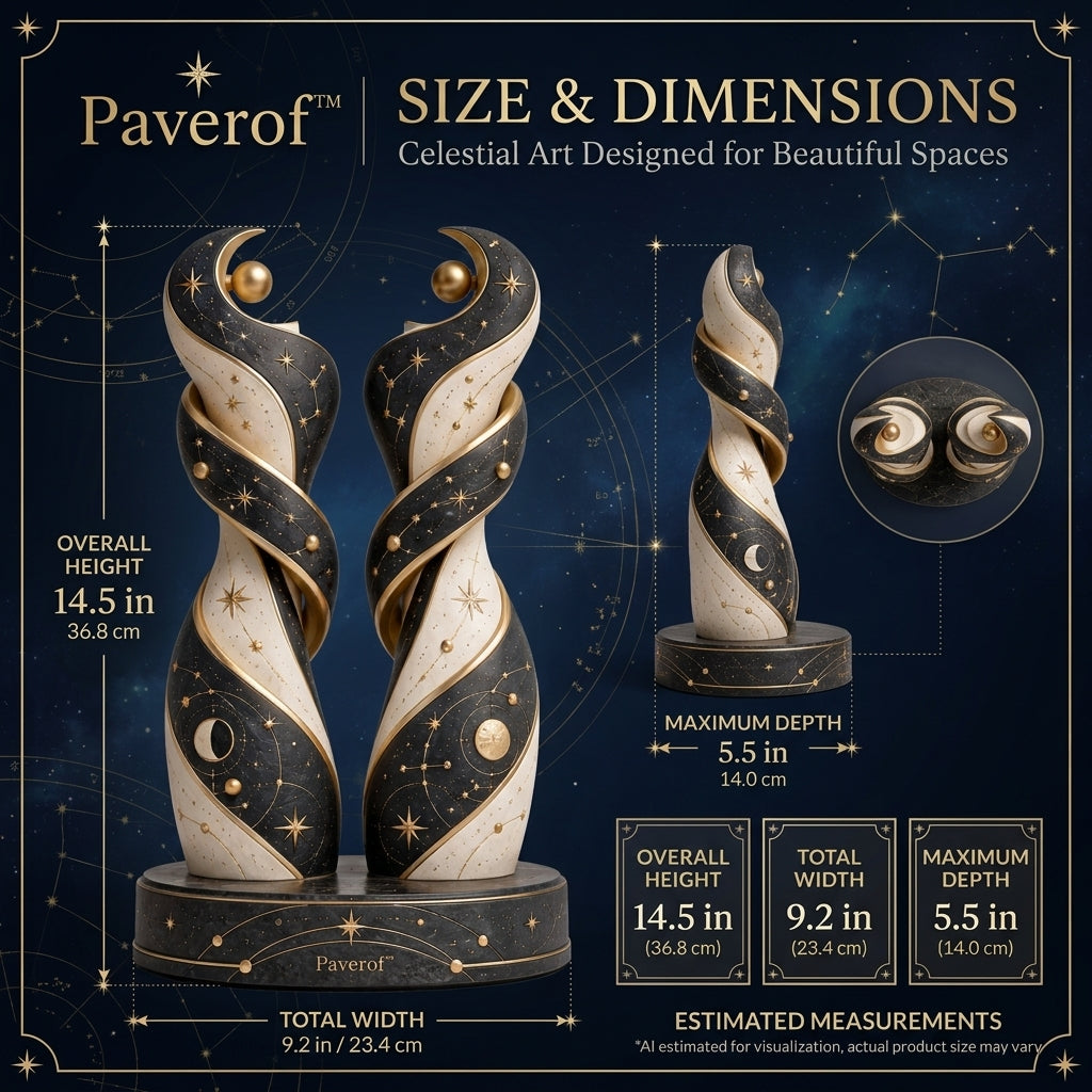 Paverof™ Celestial Twin Moon Sculpture – Midnight Constellation Decorative Statue for Modern Interiors
