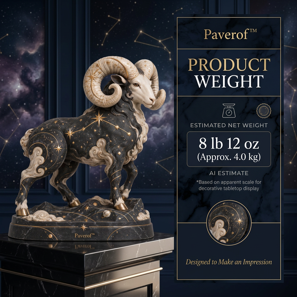 Paverof™ Celestial Aries Ram Sculpture – Midnight Constellation Zodiac Home Décor Statue