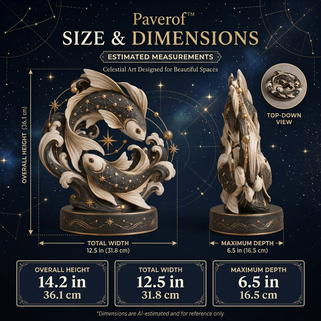 Paverof™ Pisces twin fish — estimated dimensions