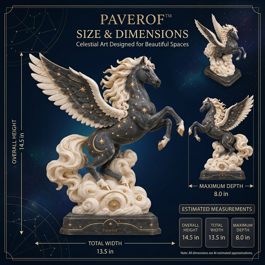 Paverof™ Pegasus winged horse — estimated dimensions