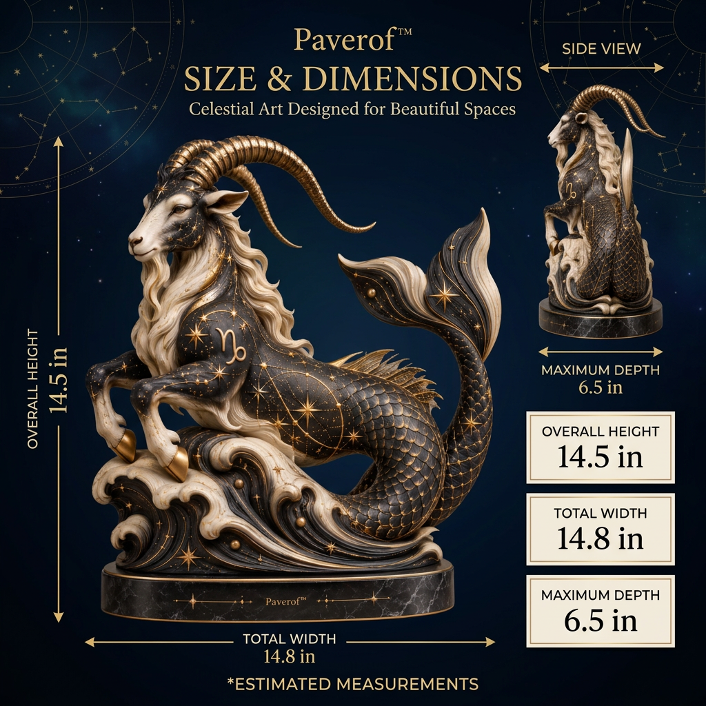 Paverof™ Capricorn sea-goat — estimated dimensions
